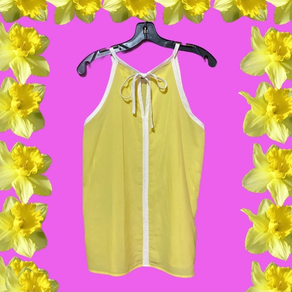 Darling color block chenille yellow and white tank - Picture 2 of 2